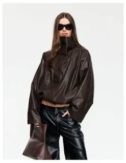 Lioness Shoreline Funnel Jacket in Brown