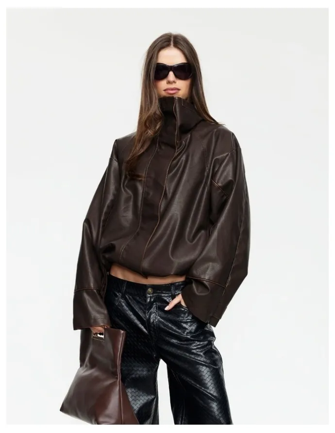 Lioness Shoreline Funnel Jacket in Brown
