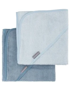 Little Bamboo Hooded Towel 2 Pack in Retro Blue