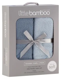 Little Bamboo Hooded Towel 2 Pack in Retro Blue