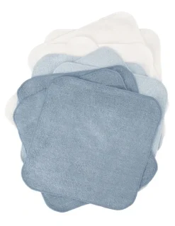 Little Bamboo Towelling Washer 10 Pack in Retro Blue