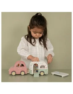 Little Dutch Wooden Toy Car with Caravan Set