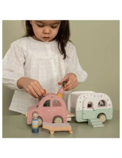 Little Dutch Wooden Toy Car with Caravan Set