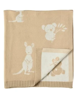 LIVING TEXTILES Australiana Pram Knitted Blanket in Multi