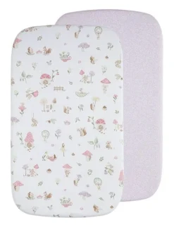 Living Textiles Organic Bassinet Fitted Sheet 2 Pack in Multi