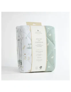 Living Textiles Organic Jersey Quilted Cot Comforter Goosey in Sage