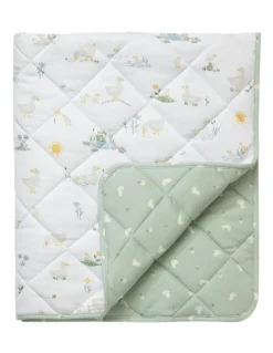 Living Textiles Organic Jersey Quilted Cot Comforter Goosey in Sage