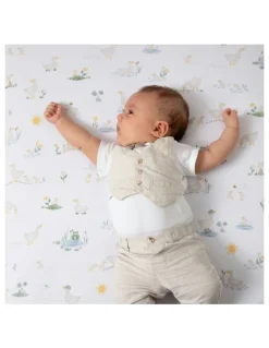Living Textiles Organic Jersey Cot Fitted Sheets 2 Pack in White/Sage