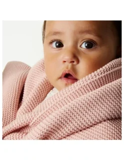 LIVING TEXTILES Pram Knitted Blanket in Dusty Rose