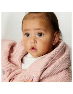 LIVING TEXTILES Pram Knitted Blanket in Dusty Rose