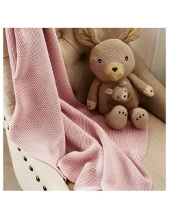 LIVING TEXTILES Pram Knitted Blanket in Dusty Rose