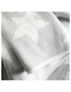 LIVING TEXTILES Pram Knitted Blanket in Grey Stars