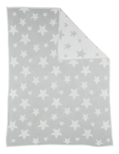 LIVING TEXTILES Pram Knitted Blanket in Grey Stars
