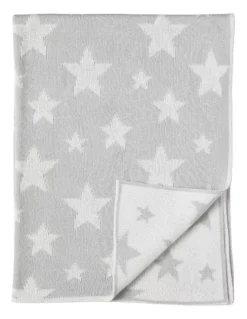 LIVING TEXTILES Pram Knitted Blanket in Grey Stars
