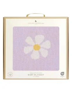 LIVING TEXTILES Pram Knitted Blanket Daisy Dreams in Lilac