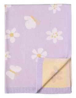 LIVING TEXTILES Pram Knitted Blanket Daisy Dreams in Lilac