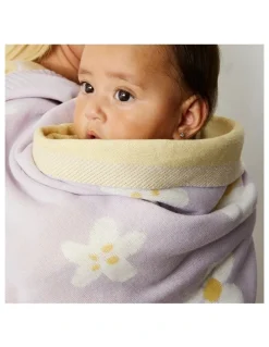 LIVING TEXTILES Pram Knitted Blanket Daisy Dreams in Lilac
