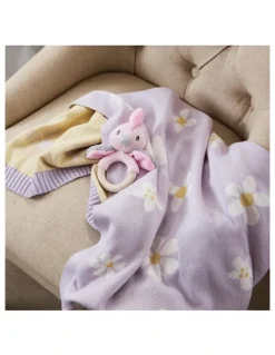 LIVING TEXTILES Pram Knitted Blanket Daisy Dreams in Lilac