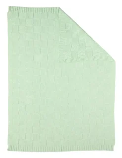 LIVING TEXTILES Pram Knitted Checkered Blanket in Seafoam