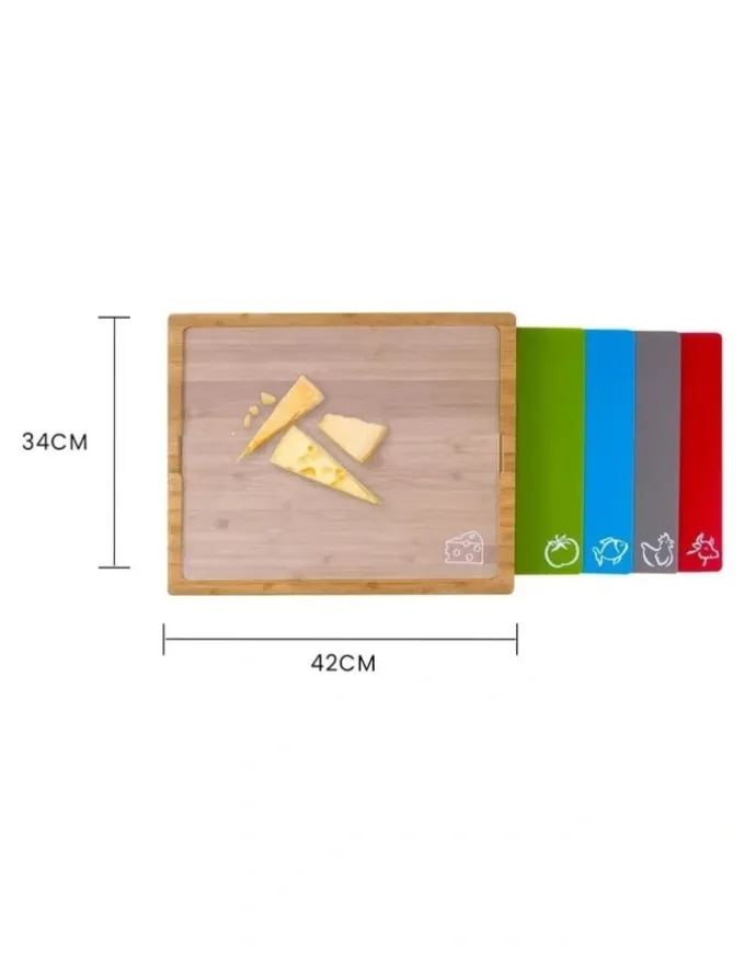 Living Today Bamboo Chopping Board Set of 5 and Flexible Mats Set