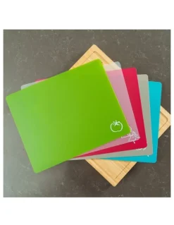 Living Today Bamboo Chopping Board Set of 5 and Flexible Mats Set