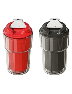 Living Today Double wall insulated Coffee Cup 460Ml 2 Pack in Red/Black