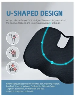 Living Today Ergonomic Memory Foam Back Support Cushion Set in Black