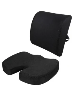Living Today Ergonomic Memory Foam Back Support Cushion Set in Black