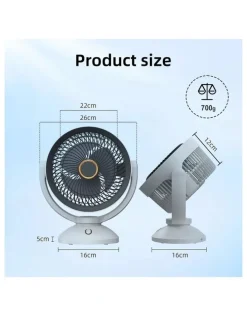 Living Today 2000mAh Rechargeable Portable Fan in White
