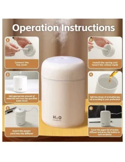 Living Today Mini LED Ultrasonic Humidifier 300ml in White