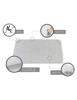 Living Today Non Slip Loofah Shower Mat, Wet Surface and Bathroom Safe Mat in Grey