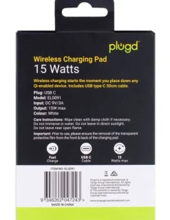 Living Today Plugd 15W USB-C Qi Wireless Charging Pad for iPhone and Android