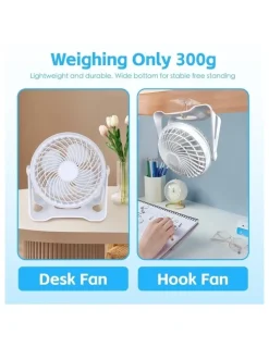 Living Today USB Rechargeable Portable Desk Fan in White