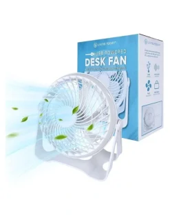 Living Today USB Rechargeable Portable Desk Fan in White