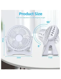 Living Today USB Rechargeable Portable Desk Fan in White