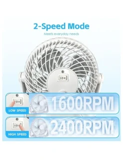 Living Today USB Rechargeable Portable Desk Fan in White
