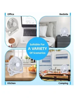 Living Today USB Rechargeable Portable Desk Fan in White