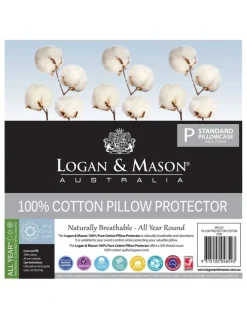 Logan and Mason Cotton Pillow Protector in White