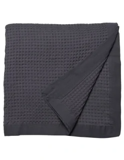 Logan and Mason Cotton Waffle Blanket Charcoal in Charcoal