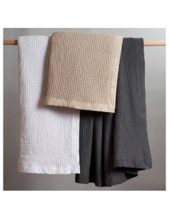 Logan and Mason Cotton Waffle Blanket Charcoal in Charcoal