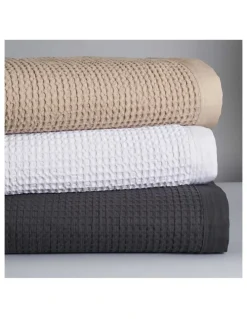 Logan and Mason Cotton Waffle Blanket Charcoal in Charcoal
