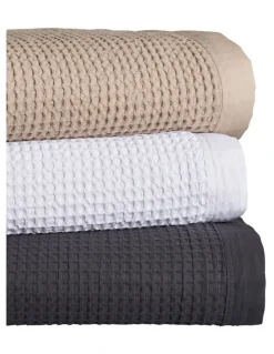 Logan and Mason Waffle Blanket in White