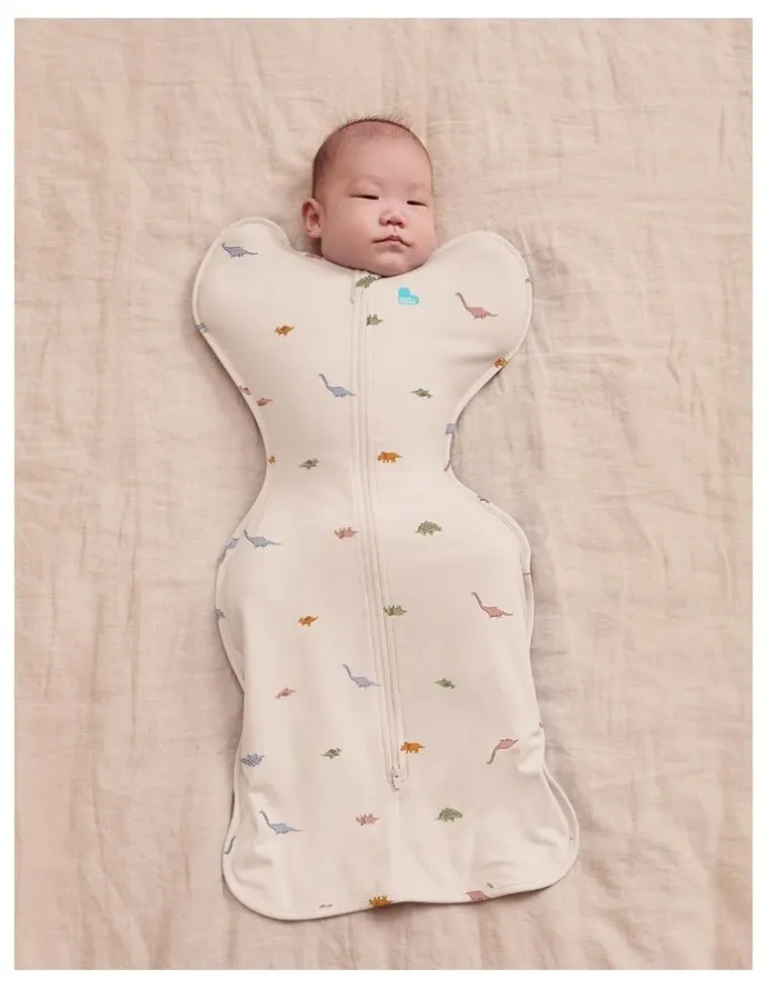 Love To Dream 1.0T Stretch Cotton Dinosnore Swaddle Up in Cream