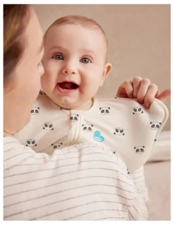 Love To Dream 1.0T Stretch Cotton Sleepy Panda Swaddle Up in Cream