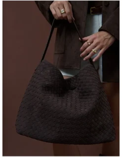 Lustre & Sage Calla Woven Shoulder Bag - Brown