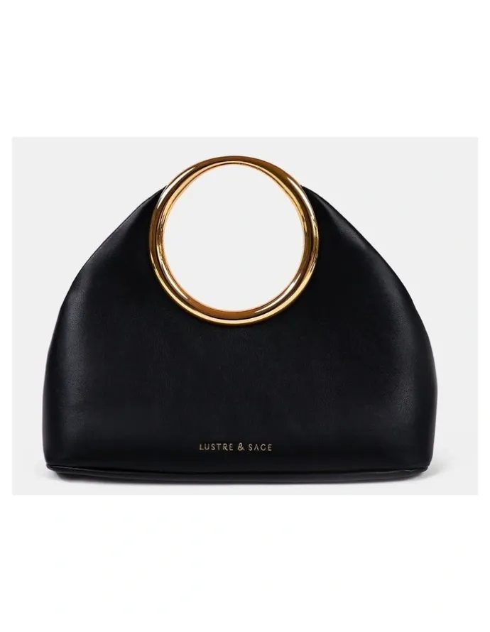 Lustre & Sage Hailey Statement Handle Bag - Black