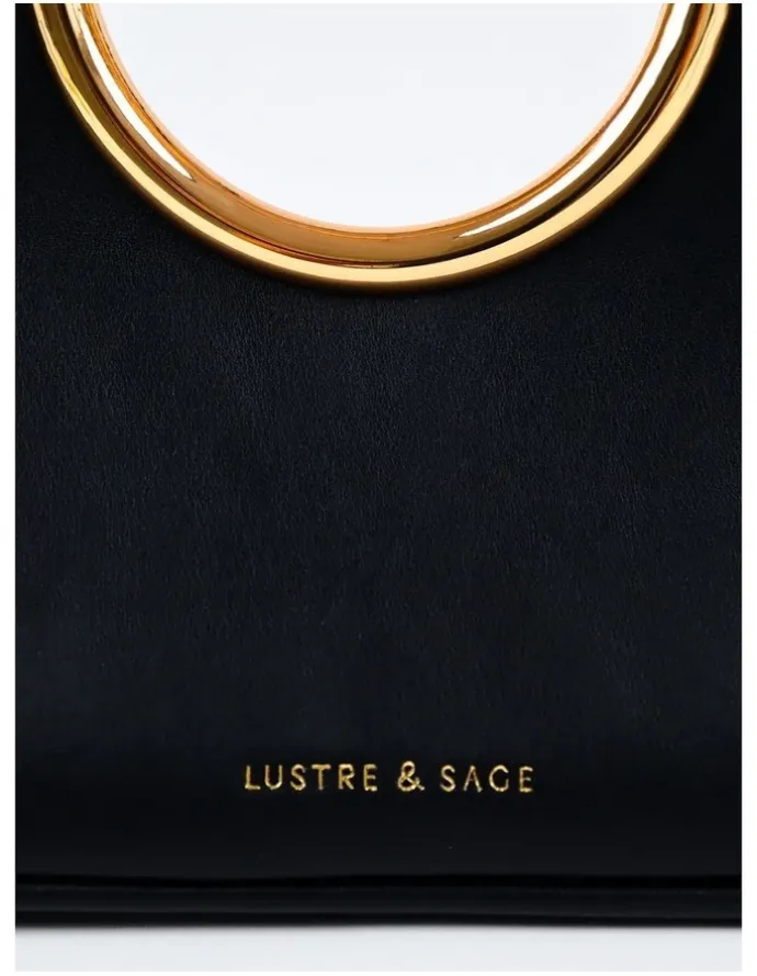 Lustre & Sage Hailey Statement Handle Bag - Black