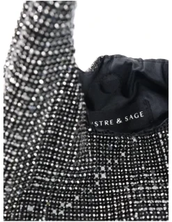 Lustre & Sage Paris Rhinestone Handbag - Black