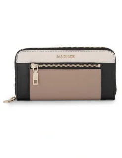 Madison Accessories Abigail Zip Around Open Style Clutch Wallet in Taupe Combo