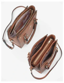 Madison Accessories Angie Medium 3 Compartment Satchel Bag in Brown